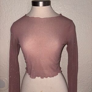 PAPERMOON Mauve glitter sheer longsleeve
